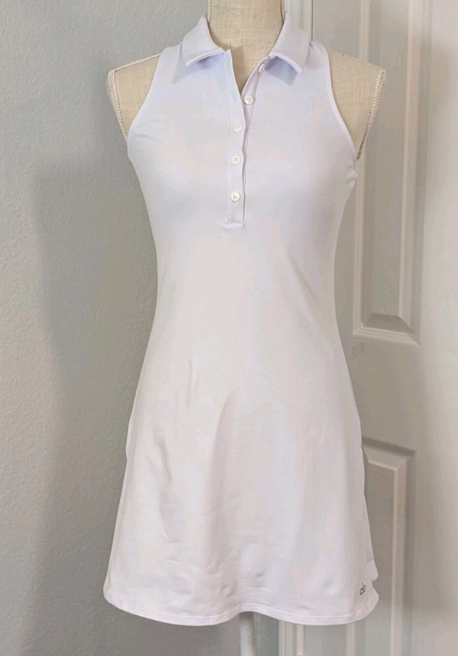ALO Yoga White Sleeveless Polo Mini Dress